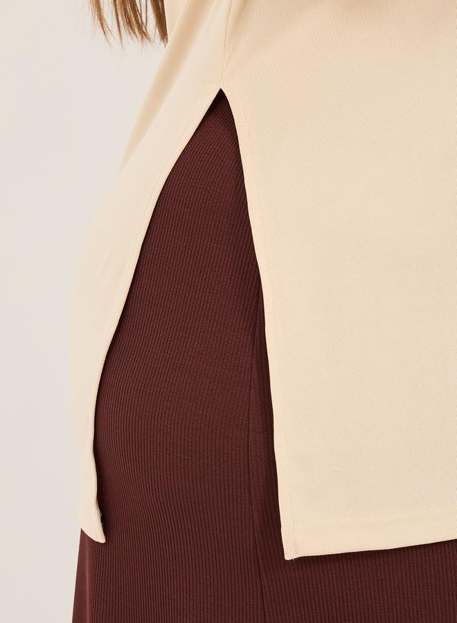 Styli Plus Size Ribbed Knit Round Neck Oversized T-Shirt - Image 3